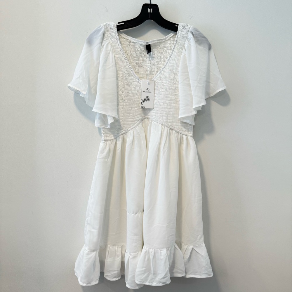 White Dress Size M New With Tags #Lux-G - Picture 2 of 5